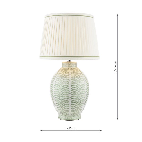 (image for) Laura Ashley Stannard Table Lamp Green Ceramic and Polished Chrome With Shade